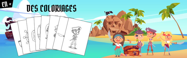 coloriages en bonus pour la chasse au trésor de pirates pour les maternelles